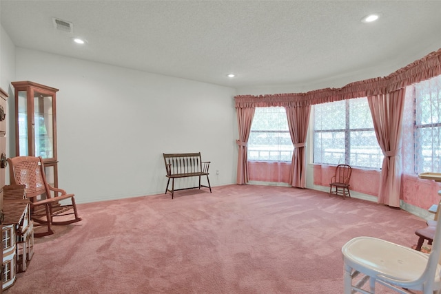 67 Melrose Cir, Denison, TX 75020 - sitting room featuring carpet flooring, recessed lighting, a textured ceiling, and baseboards