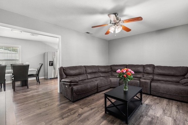 1709 Irving Lee St, Waco, TX 76711 - living room featuring ceiling fan and wood finished floors