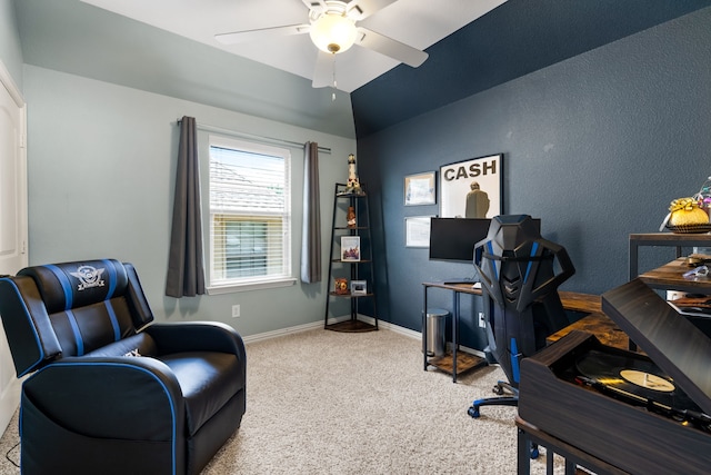 1417 Shenandoah Dr, Mckinney, TX 75071 - carpeted office space featuring ceiling fan and baseboards