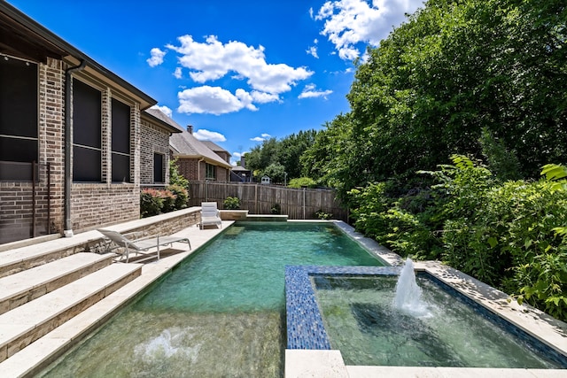 1417 Shenandoah Dr, Mckinney, TX 75071 - view of pool with a fenced backyard and a pool with connected hot tub