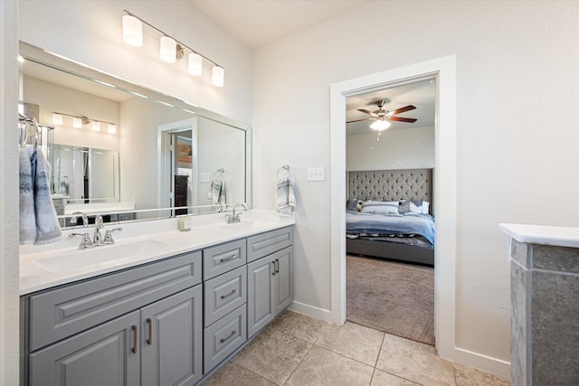 14320 Padden Park Ln, Fort Worth, TX 76262 - bedroom with light colored carpet, a ceiling fan, and baseboards
