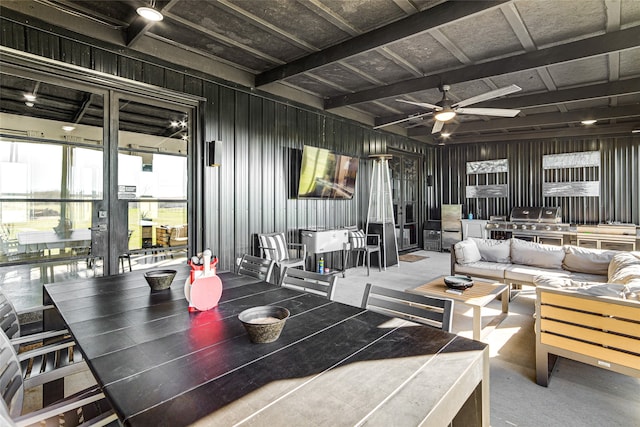 1841 Rs County Road 1402, Point, TX 75472 - living area with ceiling fan and coffered ceiling