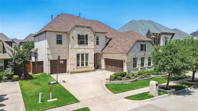 3604 Mendocino Trl, Mckinney, TX 75070 - french country style house with stone siding, driveway, and an attached garage