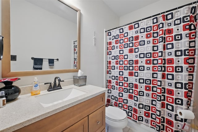 14766 Daneway Dr, Frisco, TX 75035 - bathroom featuring vanity, toilet, and a shower with shower curtain