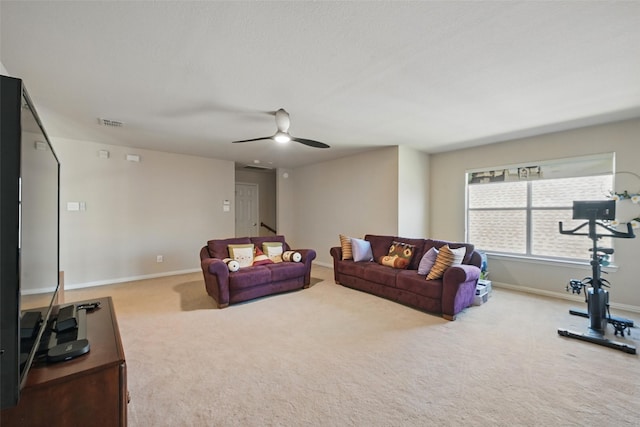 14766 Daneway Dr, Frisco, TX 75035 - carpeted living area with a ceiling fan and baseboards