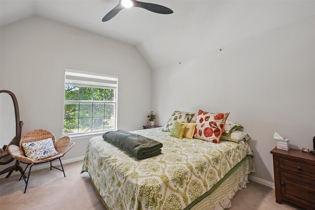 14766 Daneway Dr, Frisco, TX 75035 - bedroom with lofted ceiling, carpet, a ceiling fan, and baseboards