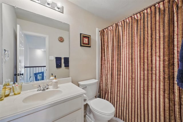 14766 Daneway Dr, Frisco, TX 75035 - bathroom with vanity, toilet, and curtained shower