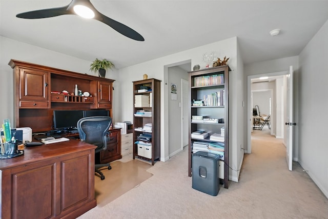 14766 Daneway Dr, Frisco, TX 75035 - office area featuring light colored carpet and a ceiling fan