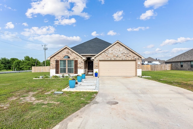 201 E St, Josephine, TX 75173 - view of front of house with brick siding, an attached garage, concrete driveway, and roof with shingles