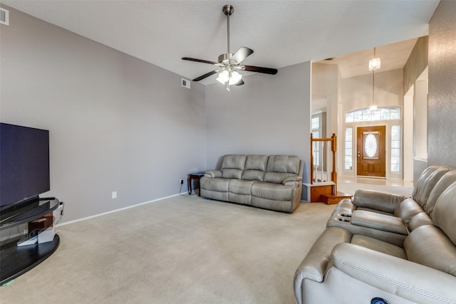1729 Sheffield Dr, Garland, TX 75040 - carpeted living room featuring ceiling fan and baseboards