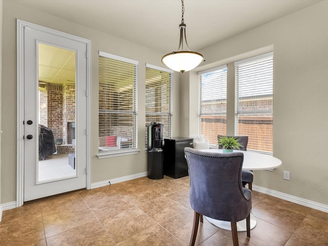 214 Crestbrook Dr, Rockwall, TX 75087 - dining room featuring an office area, baseboards, and light tile patterned floors