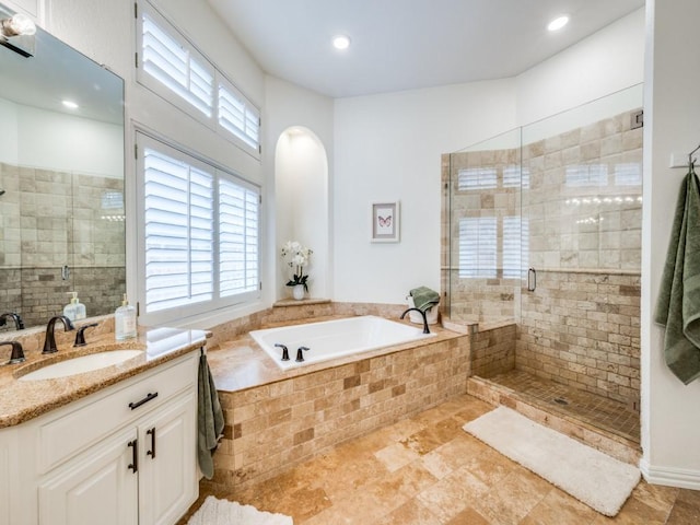 5040 Loma Alta Dr, Frisco, TX 75034 - bathroom with a bath, a stall shower, and vanity