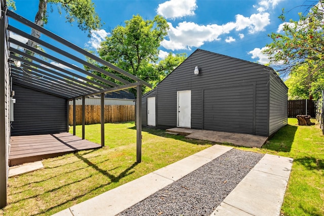 807 S Edgefield Ave, Dallas, TX 75208 - view of yard featuring a pergola, an outbuilding, a storage shed, and a deck