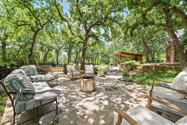 113 Welford Ln, Southlake, TX 76092 - view of patio / terrace featuring outdoor lounge area and view of wooded area