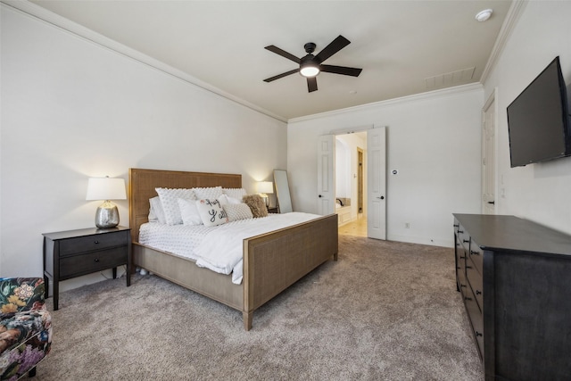 6005 Arboretum Dr, Frisco, TX 75034 - bedroom with crown molding, carpet floors, and ceiling fan