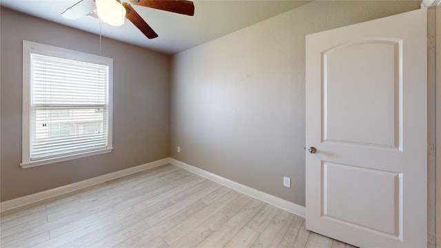 3114 Flowering Springs Dr, Forney, TX 75126 - empty room with ceiling fan, baseboards, and light wood-style floors