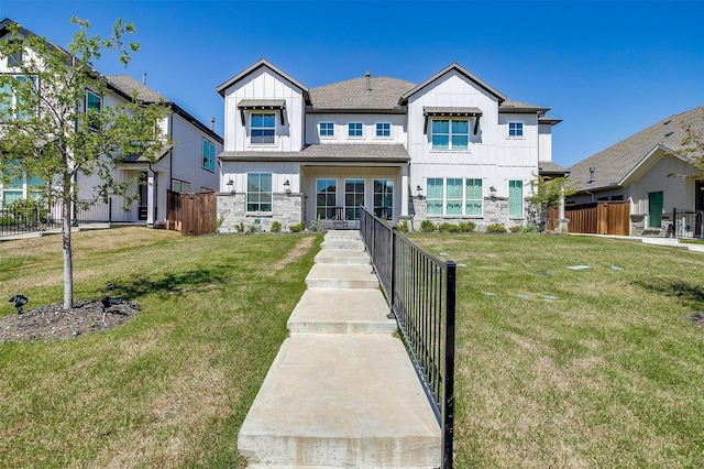 2241 Offerande Dr, Fort Worth, TX 76008 - view of front facade with board and batten siding and stone siding