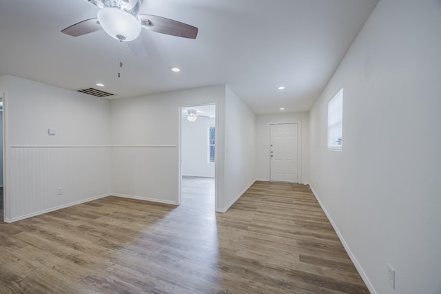 2741 Ivandell Ave, Dallas, TX 75211 - unfurnished room featuring ceiling fan, wood finished floors, recessed lighting, and baseboards
