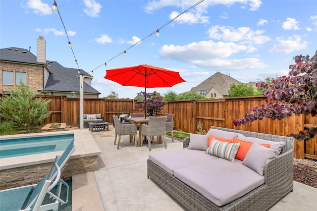 4530 Crossvine Dr, Prosper, TX 75078 - view of patio featuring an outdoor hangout area, outdoor dining space, and a fenced backyard