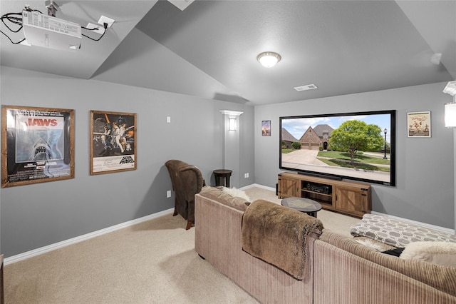 4530 Crossvine Dr, Prosper, TX 75078 - cinema room with light carpet, baseboards, and vaulted ceiling