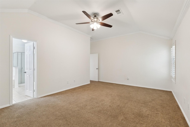 9709 Maryville Ln, Fort Worth, TX 76108 - bonus room featuring light colored carpet, vaulted ceiling, ceiling fan, and baseboards