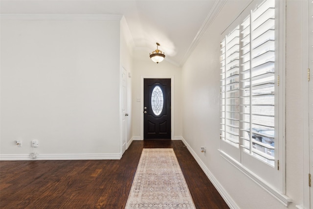9709 Maryville Ln, Fort Worth, TX 76108 - foyer entrance featuring ornamental molding, dark wood-style flooring, and baseboards