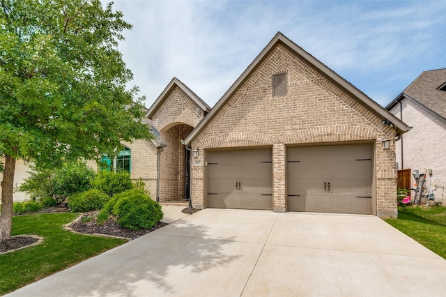 827 Esk Ave, Celina, TX 75009 - french country inspired facade featuring brick siding, a garage, and driveway