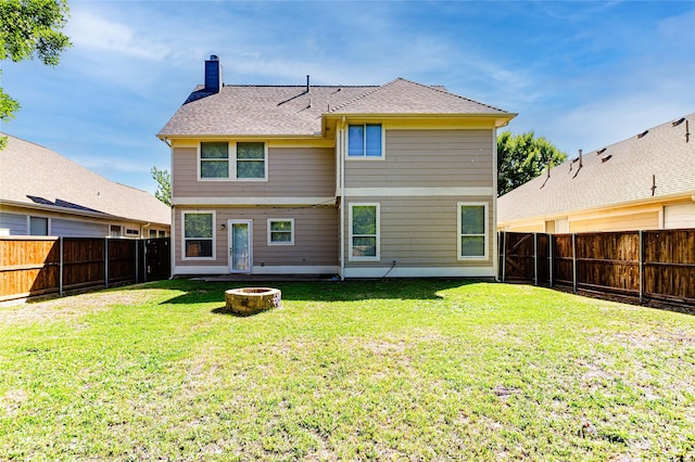 9908 Summer Sweet Dr, Mckinney, TX 75072 - back of property featuring an outdoor fire pit and a chimney