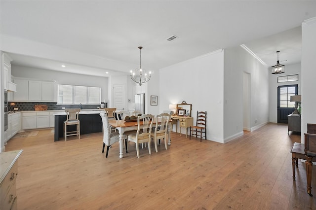 513 Fieldstone Ln, Haslet, TX 76052 - dining room with plenty of natural light, a chandelier, light wood-style floors, recessed lighting, and baseboards
