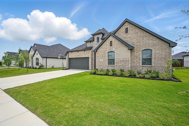 513 Fieldstone Ln, Haslet, TX 76052 - french provincial home with driveway, brick siding, a front yard, and a garage