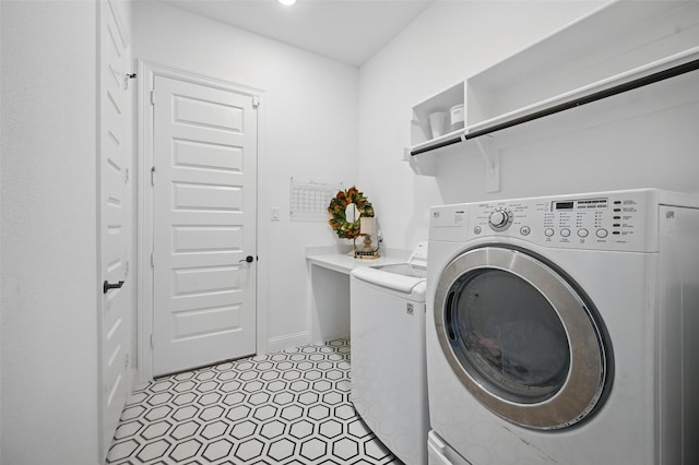 513 Fieldstone Ln, Haslet, TX 76052 - washroom with independent washer and dryer and light flooring