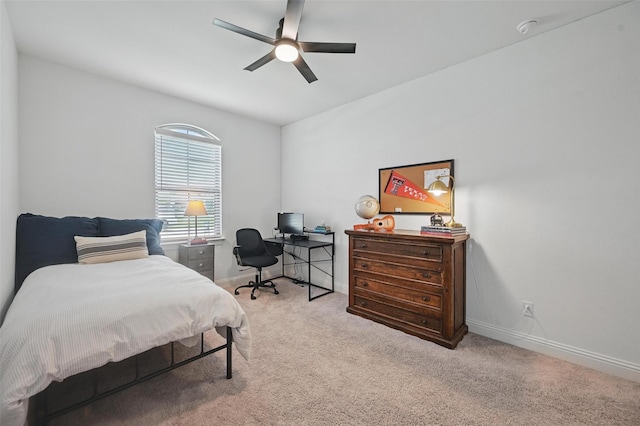 513 Fieldstone Ln, Haslet, TX 76052 - carpeted bedroom with baseboards, a desk, and a ceiling fan