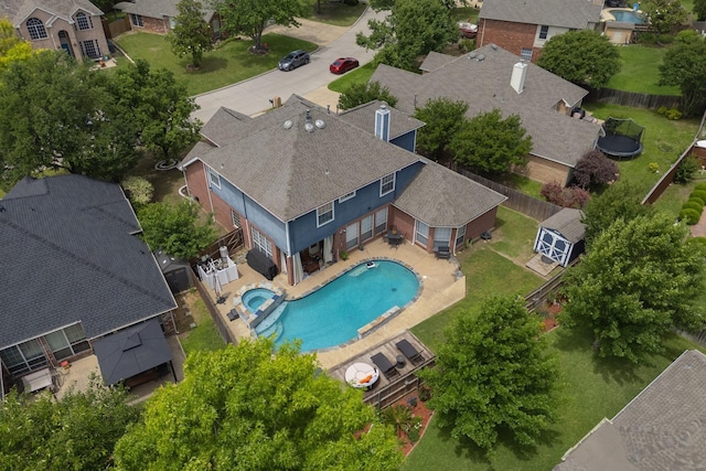 2202 Hodges Pl, Mansfield, TX 76063 - aerial perspective of suburban area featuring a pool