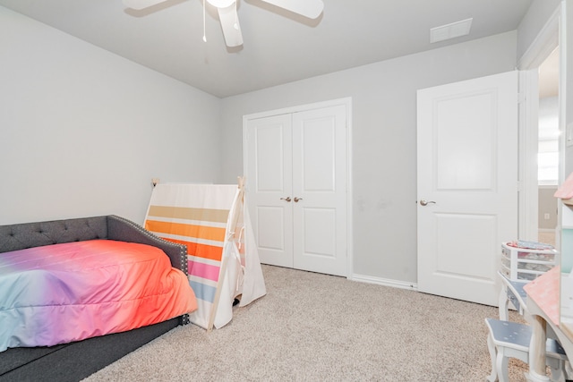 333 Mohan Dr, Royse City, TX 75189 - bedroom featuring carpet floors, a closet, ceiling fan, and baseboards