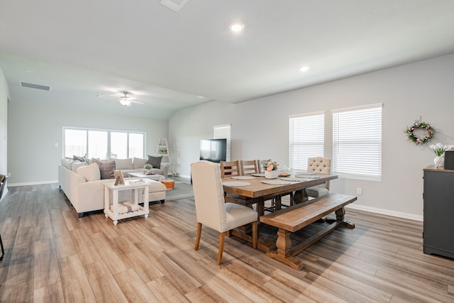 333 Mohan Dr, Royse City, TX 75189 - dining space featuring light wood-type flooring, a ceiling fan, baseboards, and recessed lighting