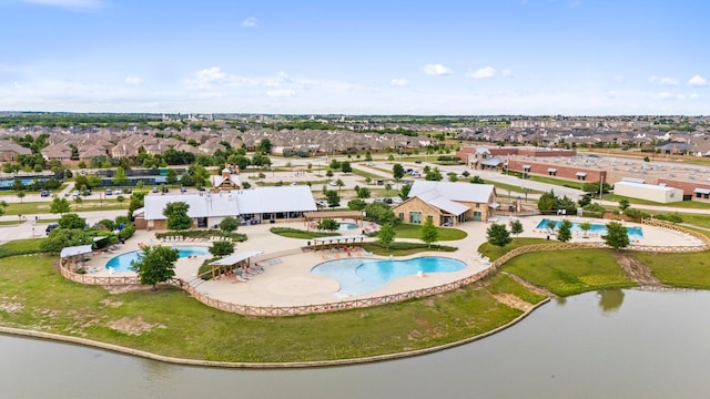 3537 W Cheney Ave, Celina, TX 75009 - aerial view of residential area with a pool and a large body of water
