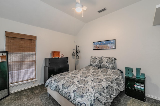 1220 Mount Gilead Rd, Keller, TX 76262 - bedroom featuring carpet, lofted ceiling, baseboards, and a ceiling fan