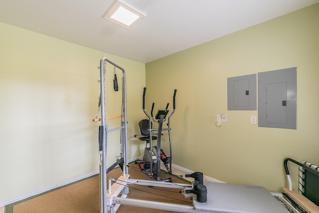 1220 Mount Gilead Rd, Keller, TX 76262 - exercise room featuring electric panel and baseboards