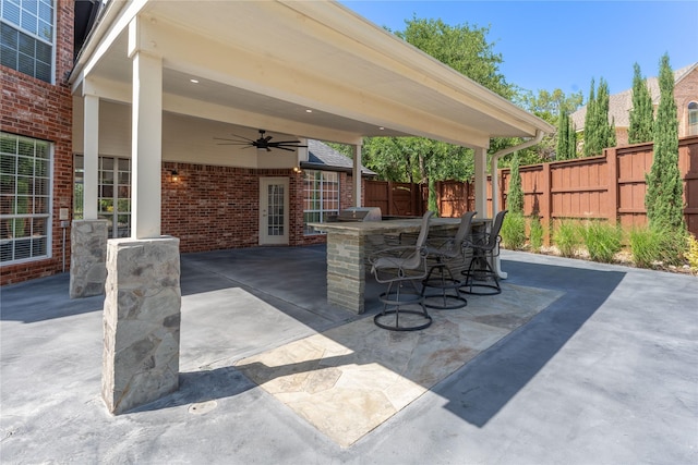 209 Timber Lake Dr, Southlake, TX 76092 - view of patio featuring ceiling fan, a fenced backyard, and a grill