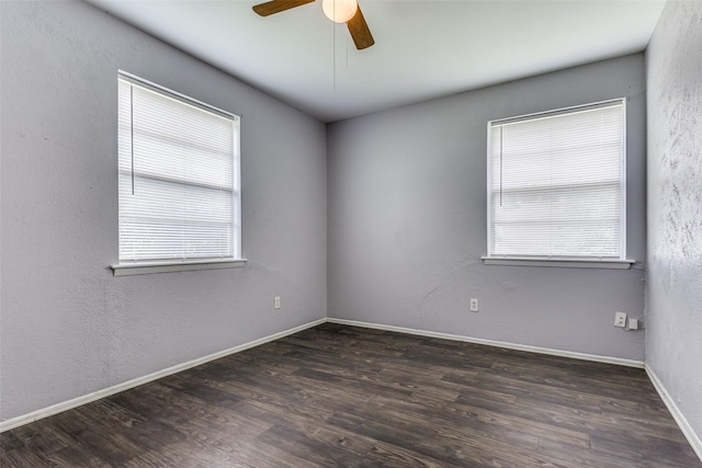 4833 Harper Dr, Mesquite, TX 75150 - unfurnished room with plenty of natural light, ceiling fan, wood finished floors, and baseboards