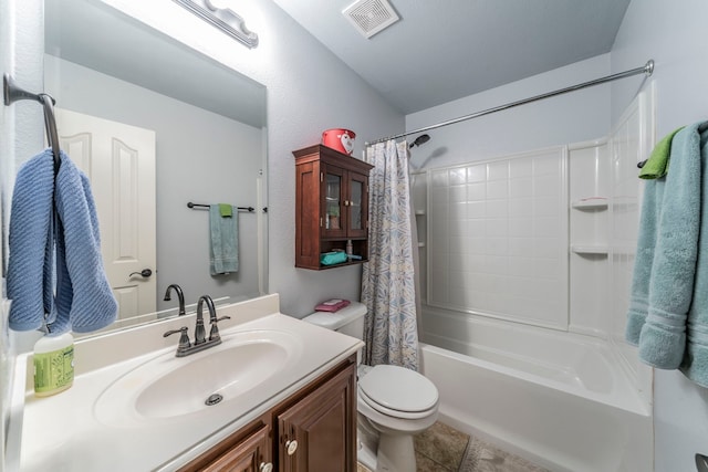6606 Morning Dew Dr, Midlothian, TX 76065 - full bath featuring toilet, vanity, tile patterned floors, and shower / bathtub combination with curtain