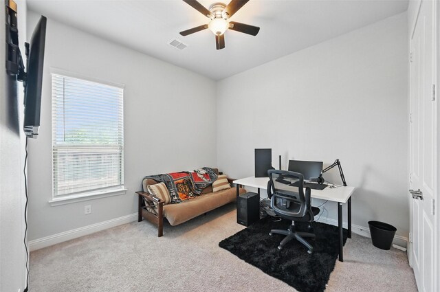 7205 York St, North Richland Hills, TX 76180 - carpeted office space with baseboards and ceiling fan