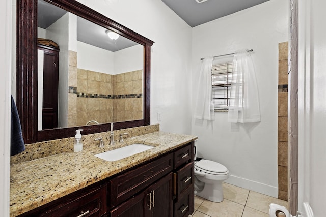 522 Helena St, Dallas, TX 75217 - full bathroom with vanity, tile patterned flooring, toilet, and a shower