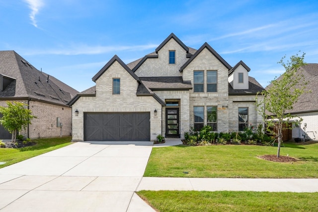2229 Boboli Ct, Celina, TX 75009 - french provincial home featuring a front lawn, concrete driveway, a garage, and a shingled roof