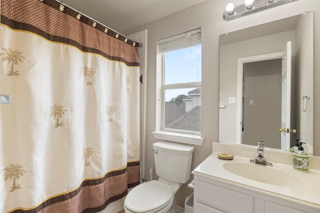 2671 Marshall Dr, Frisco, TX 75033 - bathroom with toilet, vanity, and a shower with curtain