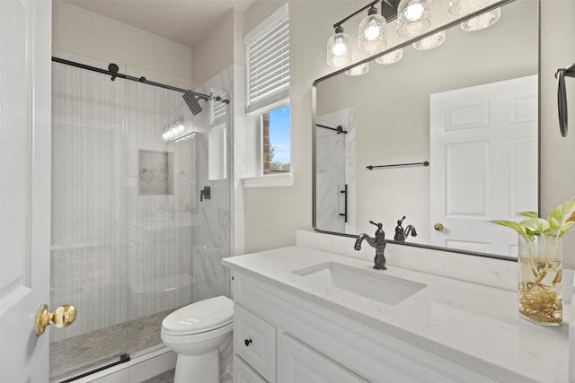 2671 Marshall Dr, Frisco, TX 75033 - full bathroom featuring a stall shower, vanity, and toilet
