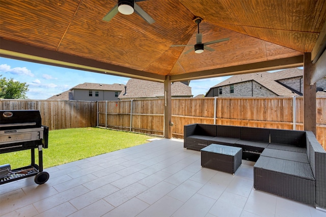 2619 Pinckney Ct, Forney, TX 75126 - view of patio with a ceiling fan, a gazebo, and an outdoor hangout area