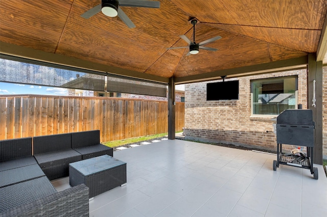 2619 Pinckney Ct, Forney, TX 75126 - view of patio / terrace featuring a ceiling fan, outdoor lounge area, and a gazebo