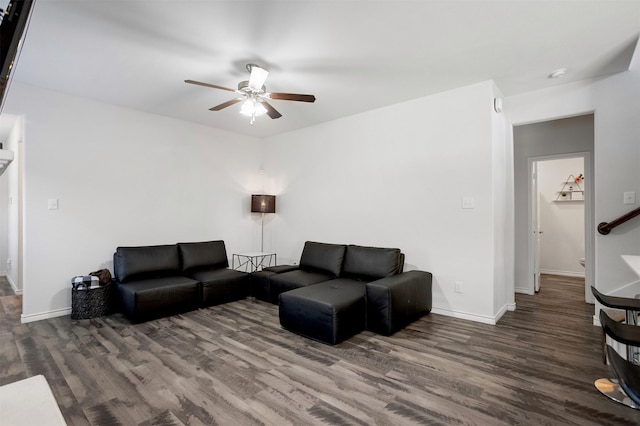 2619 Pinckney Ct, Forney, TX 75126 - living area featuring wood finished floors, ceiling fan, and baseboards