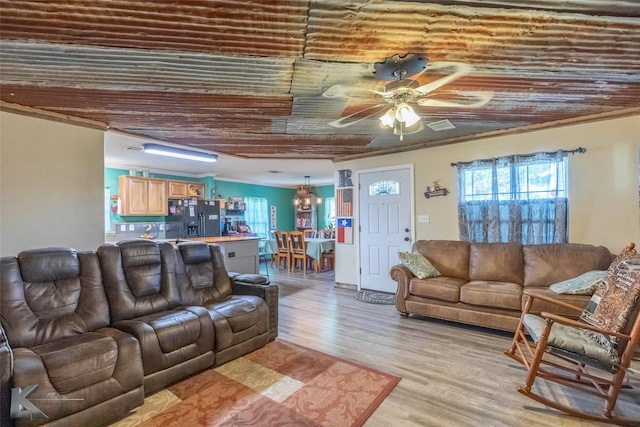 225 Field St, Clyde, TX 79510 - living area featuring a ceiling fan and light wood-style floors
